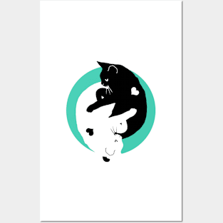 Cat Yin Yang Posters and Art